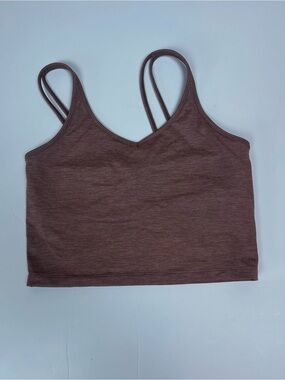 Forte Mauve Pink Strappy Back Longline Sports Bra Crop Top L